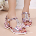 SE1951W Hot Sell Summer Girls Sandals Solid And Bows Toddler Girl Sandal